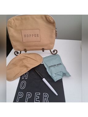 HOPPER JET BLUE amenity kit canvas cosmetic bag Hudson Made Morning shift